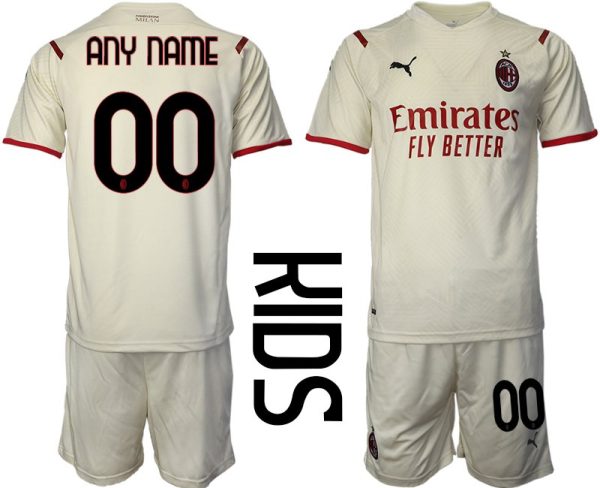 AC Mailand Auswärtstrikot 2022 Beige Rot für Kinder - immagine 2