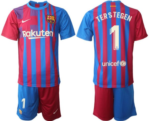 FC Barcelona Heimtrikot 2021/22 Herren Fußballtrikots blau mit Aufdruck Ter Stegen 1 - Slika 2