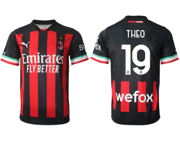 Herren AC Mailand Heimtrikot 2022/23 schwarz Kurzarm THEO 19