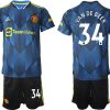Herren Manchester United 2022 Ausweichtrikot blau Kurzarm mit Aufdruck VAN DE BEEK 34 - immagine 2