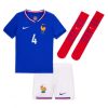 Kinder Frankreich Trikot EM 2024 Heimtrikot blau Kurzarm + weiß Kurze Hosen Dayot Upamecano 4 - immagine 2