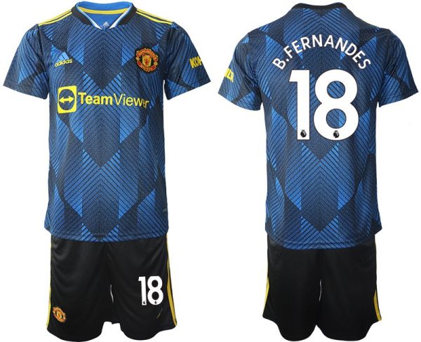 Manchester United Ausweichtrikot 2022 blau mit Aufdruck B.Fernandes 18 - Obrázok 2