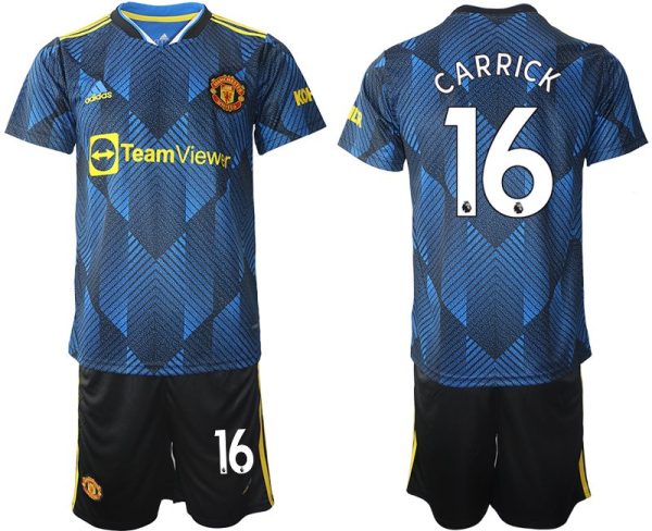 Manchester United Ausweichtrikot 2022 blau mit Aufdruck Carrick 16 - Image 2