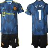 Manchester United Ausweichtrikot 2022 blau mit Aufdruck DE GEA 1 - Obrázok 2