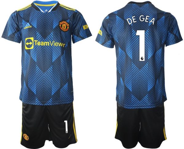 Manchester United Ausweichtrikot 2022 blau mit Aufdruck DE GEA 1 - Obrázok 2