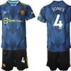 Manchester United Ausweichtrikot 2022 blau mit Aufdruck Jones 4 - Billede 2