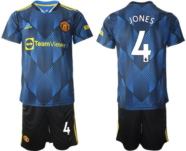 Manchester United Ausweichtrikot 2022 blau mit Aufdruck Jones 4 - Slika 2