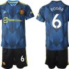 Manchester United Ausweichtrikot 2022 blau mit Aufdruck Pogba 6 - Bild 2