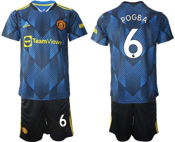 Manchester United Ausweichtrikot 2022 blau mit Aufdruck Pogba 6 - Bild 2