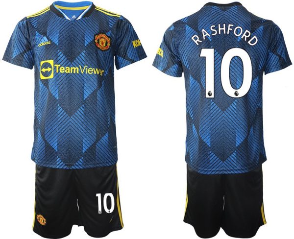 Manchester United Ausweichtrikot 2022 blau mit Aufdruck Rashford 10 – Image 2