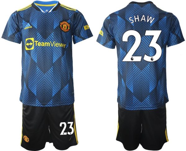 Manchester United Ausweichtrikot 2022 blau mit Aufdruck SHAW 23 - Slika 2
