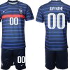 Personalisierbar Herren Kurzarm T-Shirt Frankreich Trikot Home EM 2022 Blau - Image 2