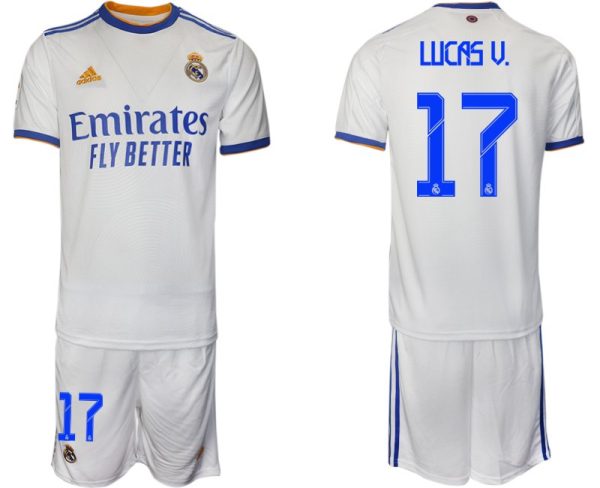 Real Madrid Heimtrikot 2022 weiß blau mit Aufdruck Lucas V. 17 - Image 2