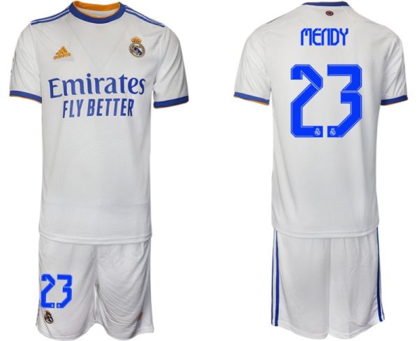 Real Madrid Heimtrikot 2022 weiß blau mit Aufdruck Mendy 23 - Slika 2