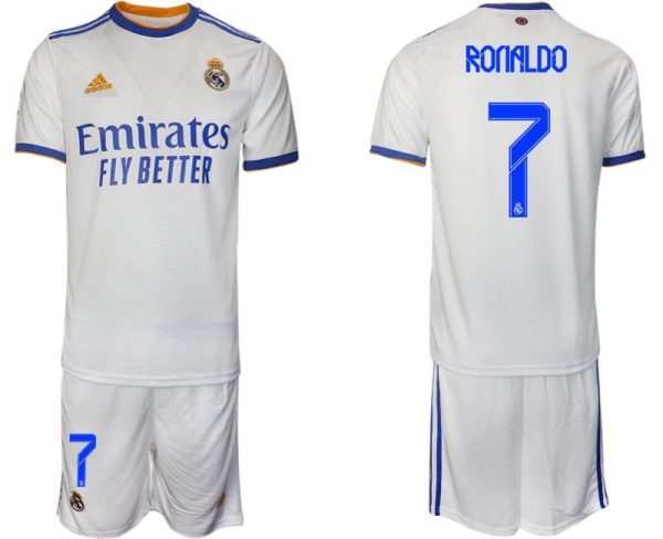 Real Madrid Heimtrikot 2022 weiß blau mit Aufdruck Ronaldo 7 - Obrázok 2
