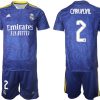 Real Madrid Herren Auswärtstrikot 2022 blau/weiß mit Aufdruck Carvajal 2 - Billede 2