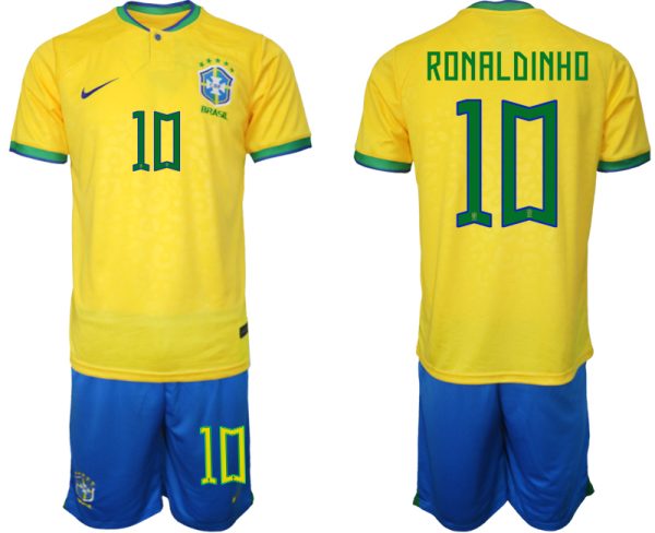 Ronaldinho 10 Brasilien Fussball Herren Heimtrikot 2022 in gelb