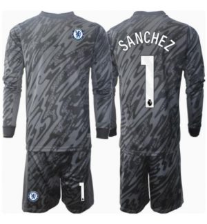 Chelsea Robert Sanchez #1 Torwart Auswärtstrikot Kinder 2024-25 Langarm (+ kurze hosen)