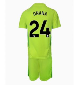 Manchester United Günstige Andre Onana #24 Torwart Auswärtstrikot Kinder 2024-25 Fußball trikotsatz