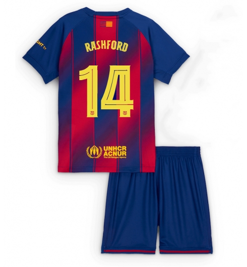 Barcelona Günstige Marcus Rashford #14 Heimtrikot Kinder 2025-26 Fußball trikotsatz