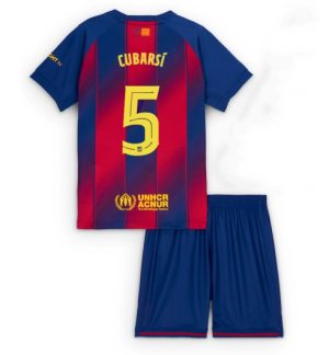 Barcelona Günstige Pau Cubarsi #5 Heimtrikot Kinder 2025-26 Fußball trikotsatz