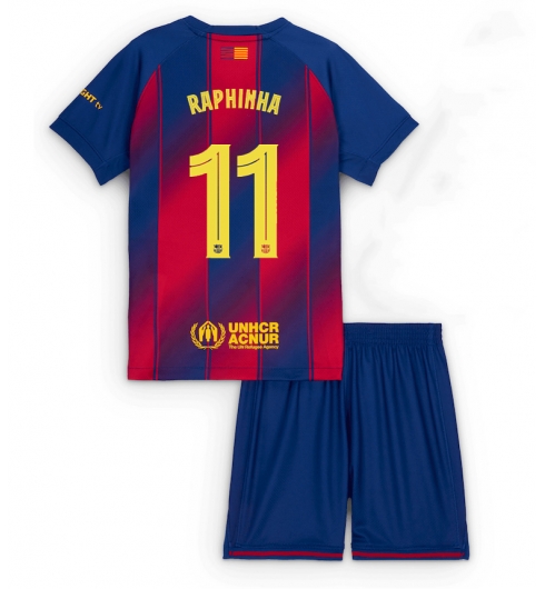 Barcelona Günstige Raphinha Belloli #11 Heimtrikot Kinder 2025-26 Fußball trikotsatz