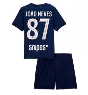 Paris Saint-Germain Joao Neves #87 Heimtrikot Kinder 2025-26 Fußball trikotsatz