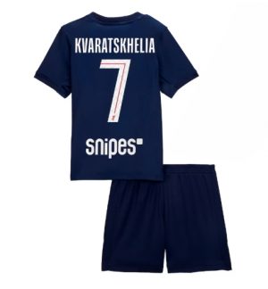 Paris Saint-Germain Khvicha Kvaratskhelia #7 Heimtrikot Kinder 2025-26 Fußball trikotsatz