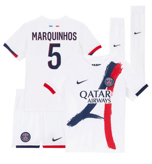 Paris Saint-Germain Marquinhos #5 Auswärtstrikot Kinder 2025-26 Fußball trikotsatz