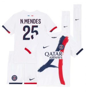 Paris Saint-Germain Nuno Mendes #25 Auswärtstrikot Kinder 2025-26 Fußball trikotsatz