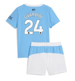 Manchester City Günstige Josko Gvardiol #24 Heimtrikot Kinder 2025-26 Fußballtrikots Set
