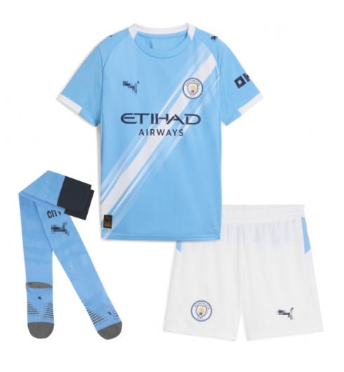 Manchester City Günstige Nico Gonzalez #14 Heimtrikot Kinder 2025-26 Fußballtrikots Set