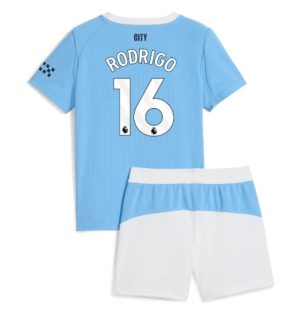 Manchester City Günstige Rodri Hernandez #16 Heimtrikot Kinder 2025-26 Fußballtrikots Set