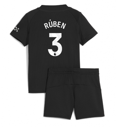 Manchester City Günstige Ruben Dias #3 Auswärtstrikot Kinder 2025-26 Fußballtrikots Set