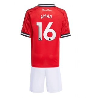 Manchester United Günstige Amad Diallo #16 Heimtrikot Kinder 2025-26 Fußballtrikots Set
