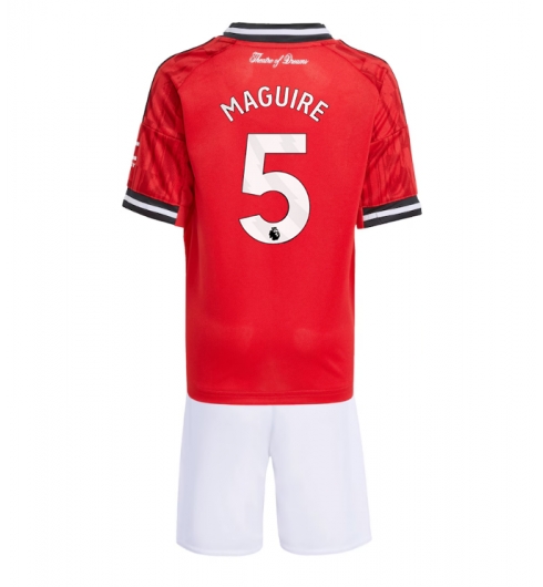 Manchester United Günstige Harry Maguire #5 Heimtrikot Kinder 2025-26 Fußballtrikots Set