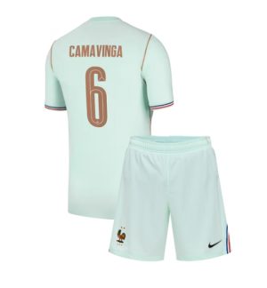 Frankreich Eduardo Camavinga #6 Auswärtstrikot Kinder WM 2026 Bestseller Fußballtrikot