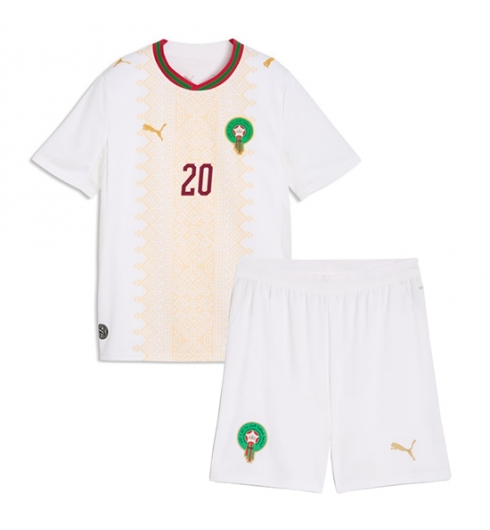 Marokko Ayoub El Kaabi #20 Auswärtstrikot Kinder WM 2026 Trikotsatz Kit 3 Marokko Ayoub El Kaabi #20 Auswärtstrikot Kinder WM 2026 Trikotsatz Kit 3