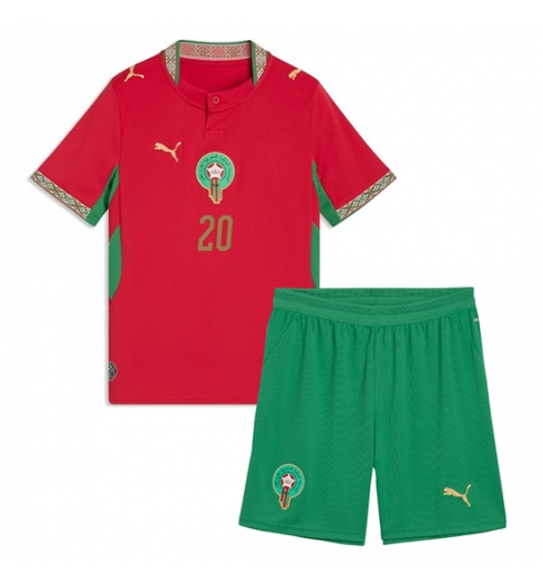 Marokko Ayoub El Kaabi #20 Heimtrikot Kinder WM 2026 Trikotsatz Kit 3 Marokko Ayoub El Kaabi #20 Heimtrikot Kinder WM 2026 Trikotsatz Kit 3