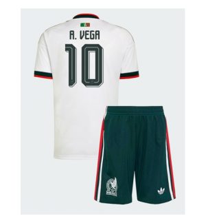 Mexiko Alexis Vega #10 Auswärtstrikot Kinder WM 2026 Fußballtrikots Trikotsatz