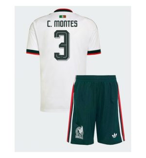 Mexiko Cesar Montes #3 Auswärtstrikot Kinder WM 2026 Fußballtrikots Trikotsatz