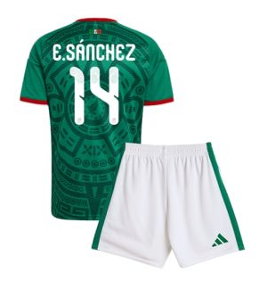 Mexiko Erick Sanchez #14 Heimtrikot Kinder WM 2026 Fußballtrikots Trikotsatz