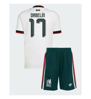 Mexiko Orbelin Pineda #17 Auswärtstrikot Kinder WM 2026 Fußballtrikots Trikotsatz