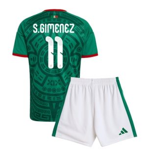Mexiko Santiago Gimenez #11 Heimtrikot Kinder WM 2026 Fußballtrikots Trikotsatz