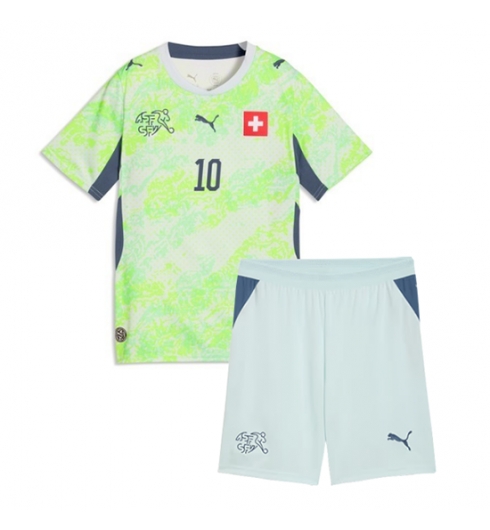 Schweiz Granit Xhaka #10 Auswärtstrikot Kinder WM 2026 Fußballtrikots Set 3 Schweiz Granit Xhaka #10 Auswärtstrikot Kinder WM 2026 Fußballtrikots Set 3
