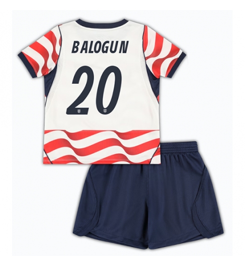 Vereinigte Staaten Folarin Balogun #20 Heimtrikot für Kinder WM 2026 Fußball trikotsatz